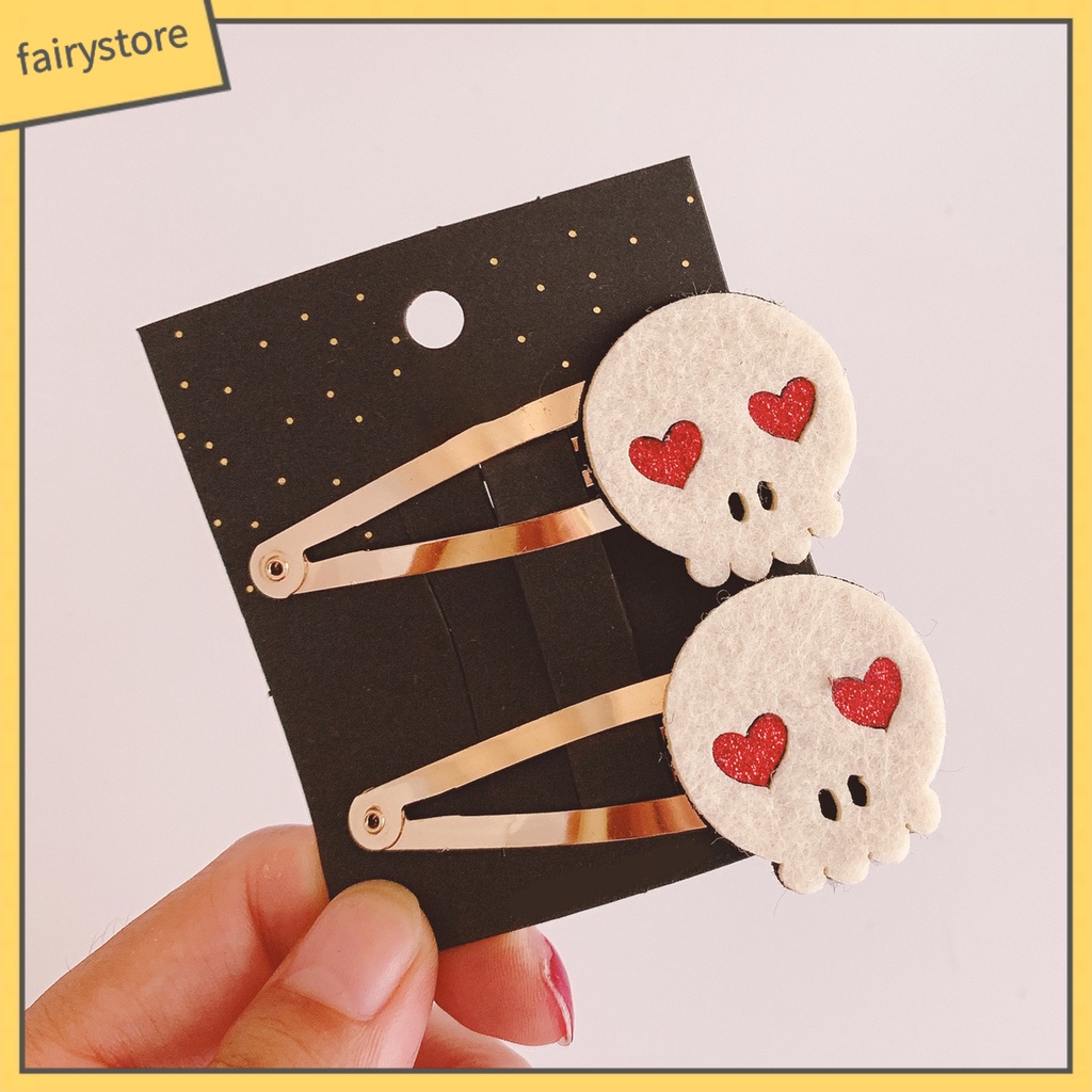 Set 1 / 2 Kẹp Tóc Hình Hoạt Hình Phong Cách Halloween