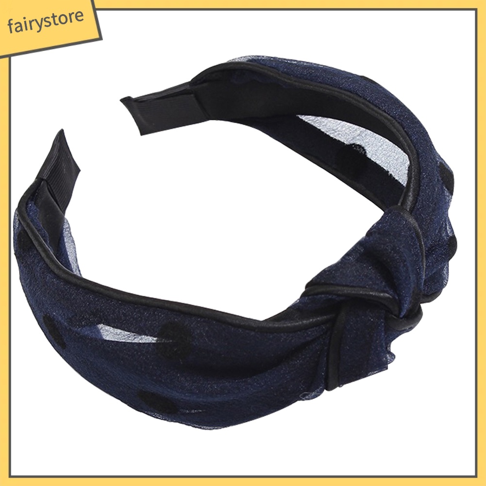 Băng Đô Cài Tóc Kiểu Thắt Nút Họa Tiết Chấm Bi Phong Cách Cổ Điển Cho Nữ