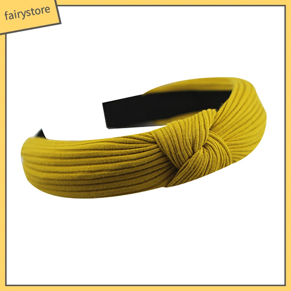 Băng Đô Cài Tóc Bản Rộng Thắt Nút Họa Tiết Kẻ Sọc Màu Trơn Thời Trang Cho Nữ