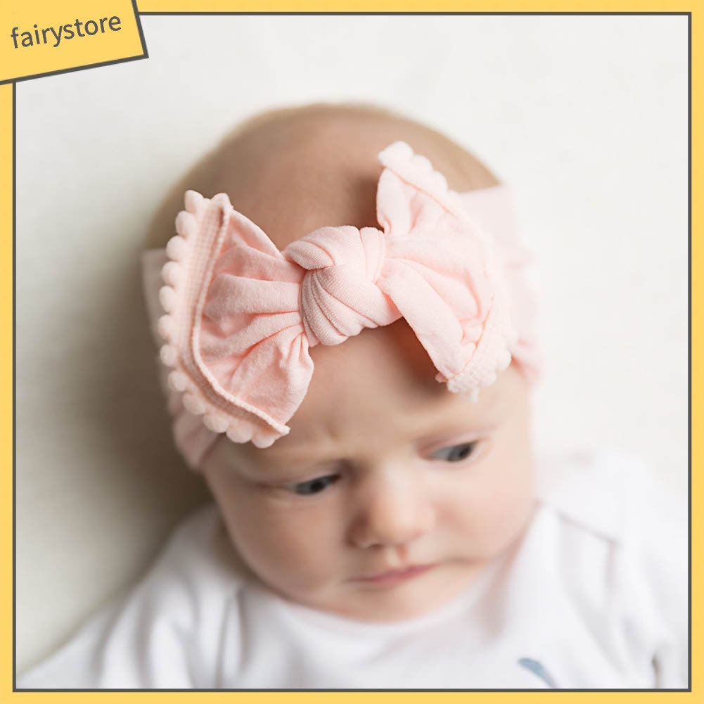 Băng Đô Thắt Nơ Bằng Nylon Mềm Co Giãn Dành Cho Bé Gái