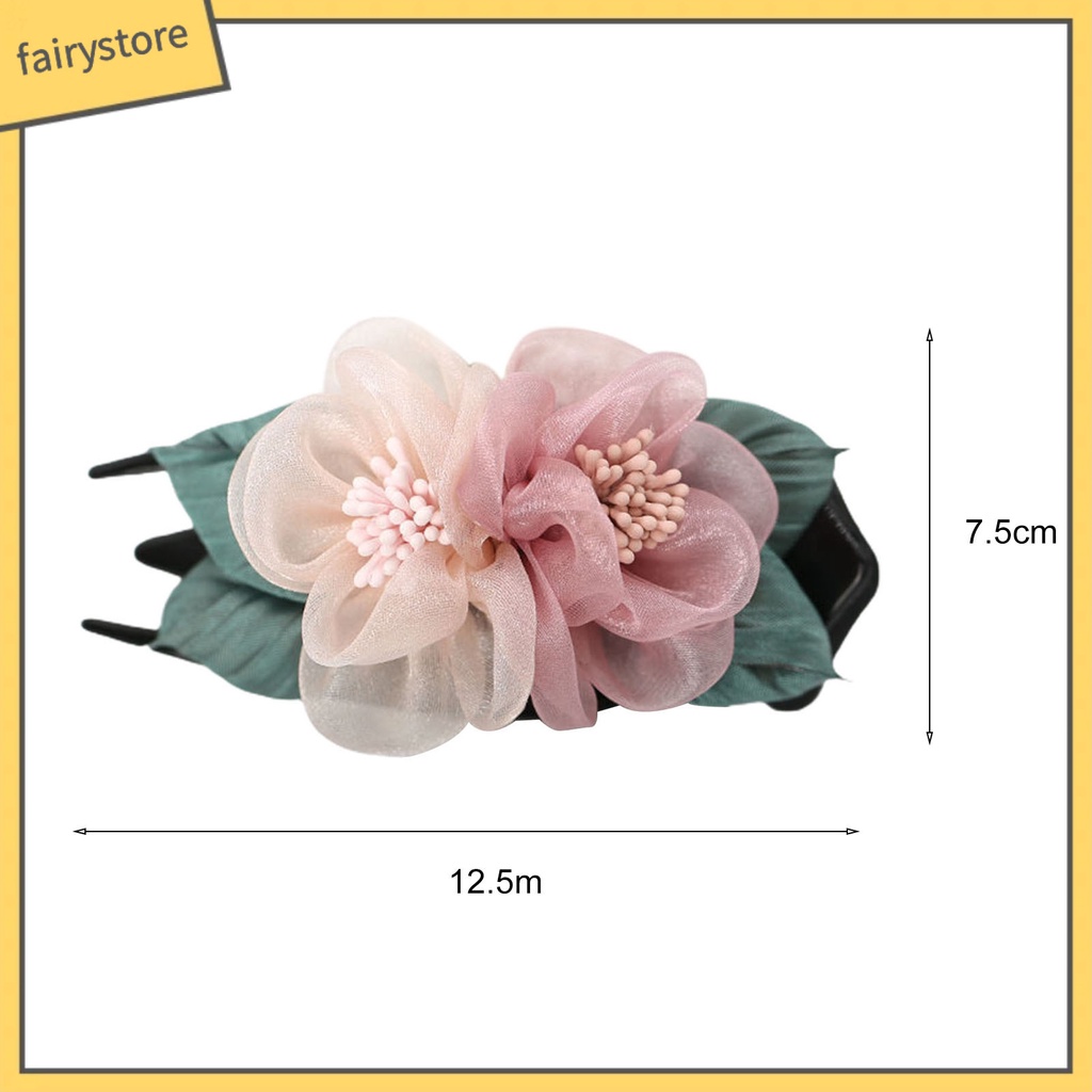 Kẹp Tóc Ba Răng Chống Trượt Đính Hoa Thanh Lịch