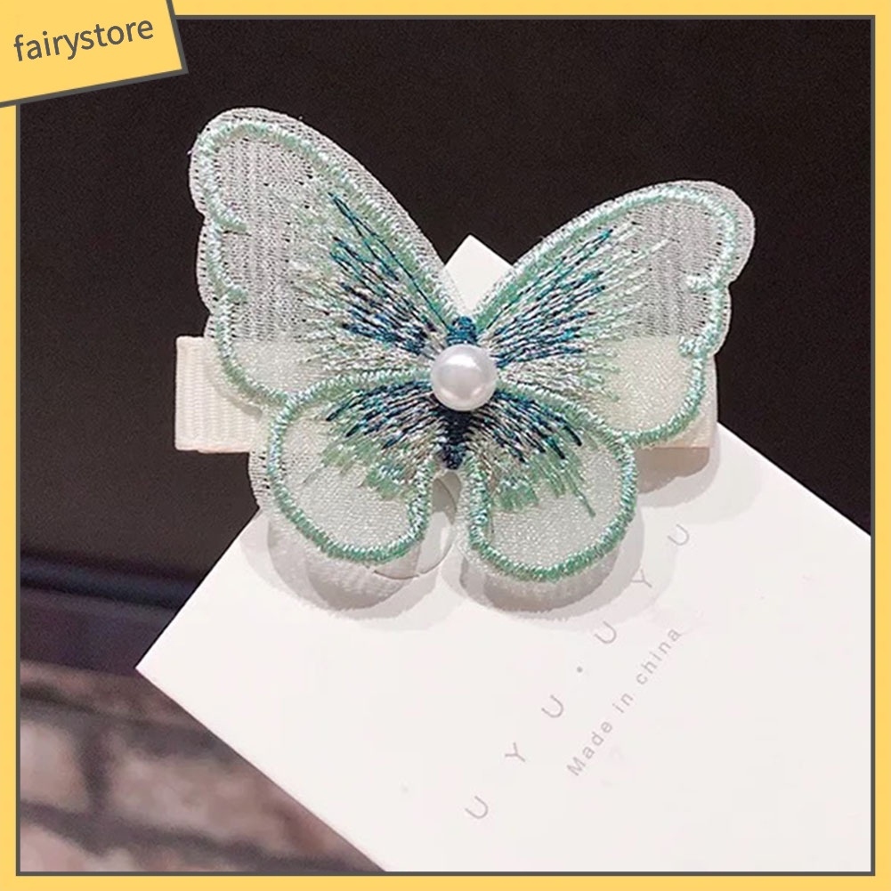 Set 5 Kẹp Tóc Bướm 3D Đính Ngọc Trai Giả Thời Trang Nữ