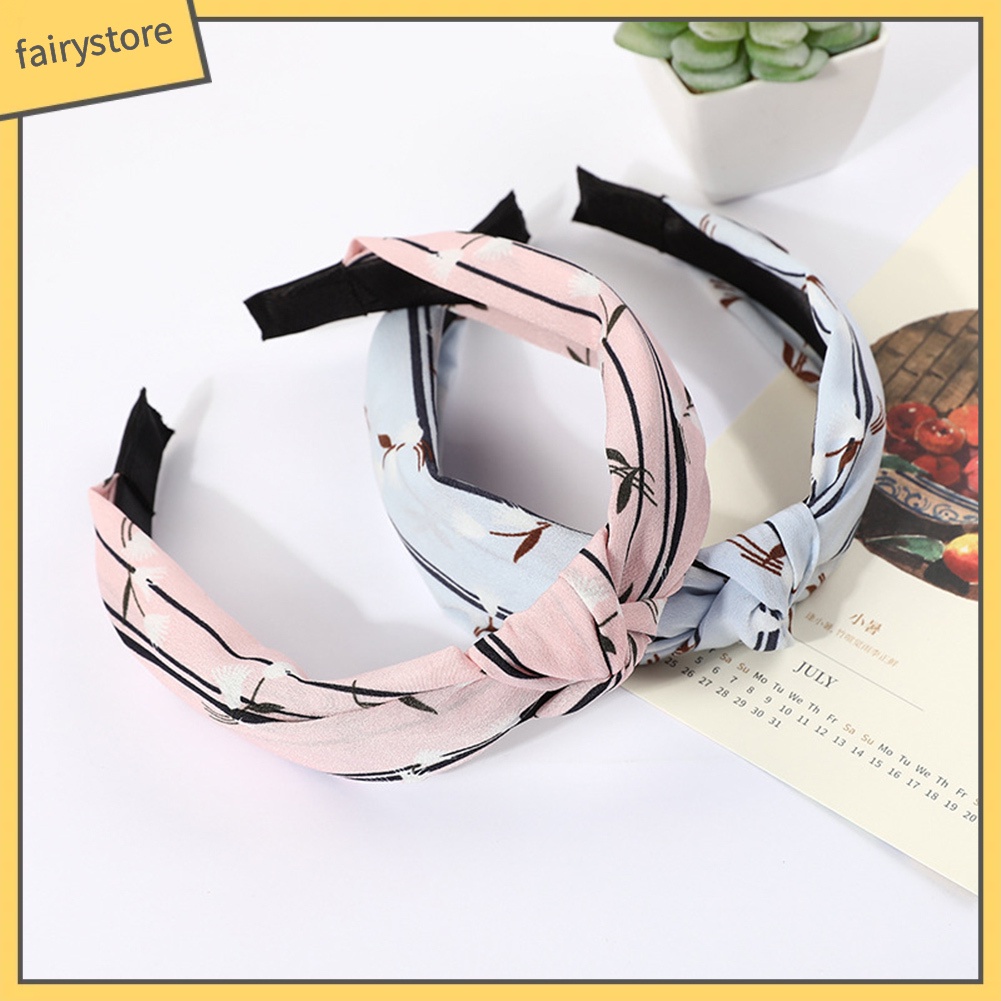 Băng Đô Cài Tóc Bản Rộng Thắt Nút Chéo Handmade Ngọt Ngào Cho Nữ