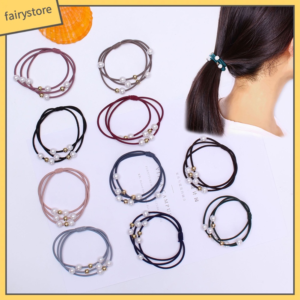 Dây Cột Tóc Co Giãn Đính Ngọc Trai Giả Dễ Thương Cho Nữ