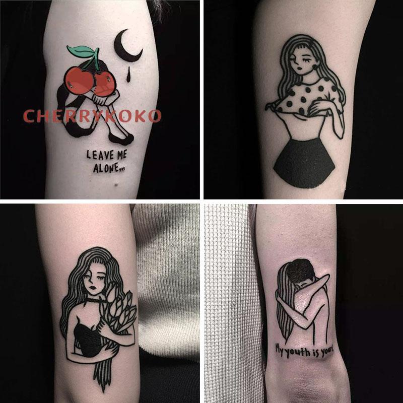🍒🍒CHERRYKOKO Hình Xăm Dán Tạm Thời Chống Thấm Nước Dùng Một Lần Tiện Dụng