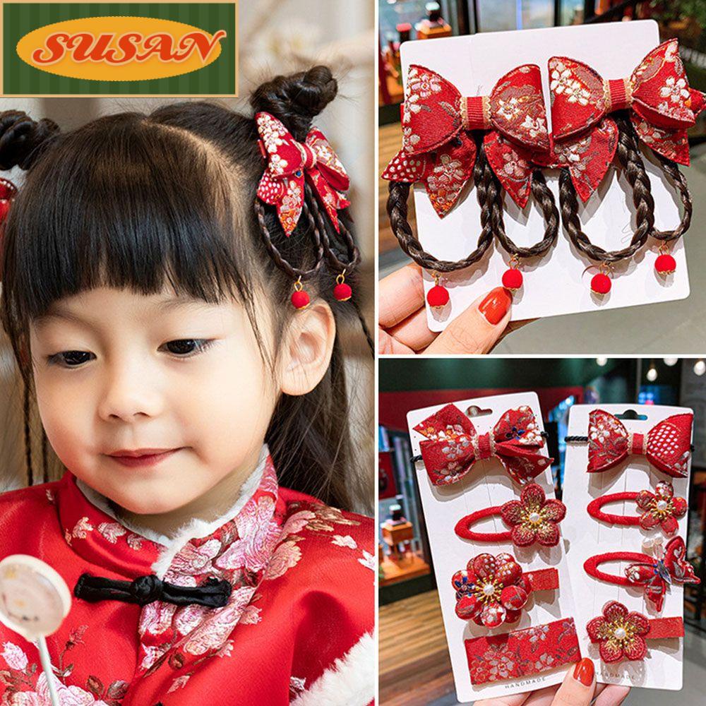 Kẹp Tóc Giả Thắt Bím Phong Cách Trung Hoa Mừng Năm Mới