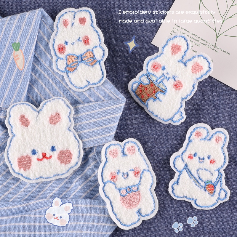 Set 2 Miếng Vá Quần Áo Hình Thỏ Đính Kim Sa Lấp Lánh