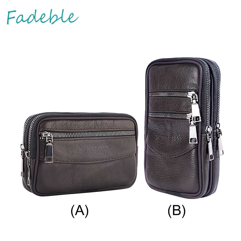 Túi Đeo Hông Mini Bằng Da Bò Màu Trơn Thời Trang Cho Nam