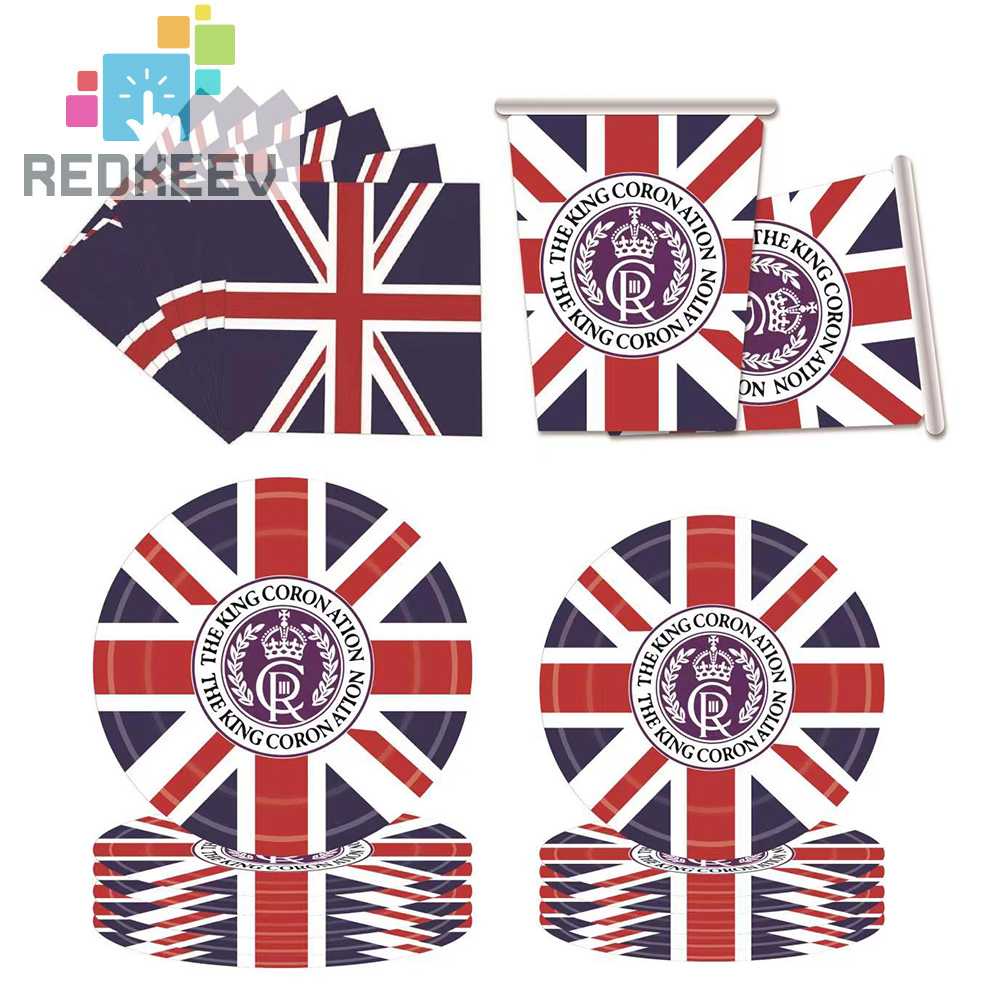 Bộ 68 Dụng Cụ Ăn Uống Hình Lá Cờ Anh Dùng Một Lần