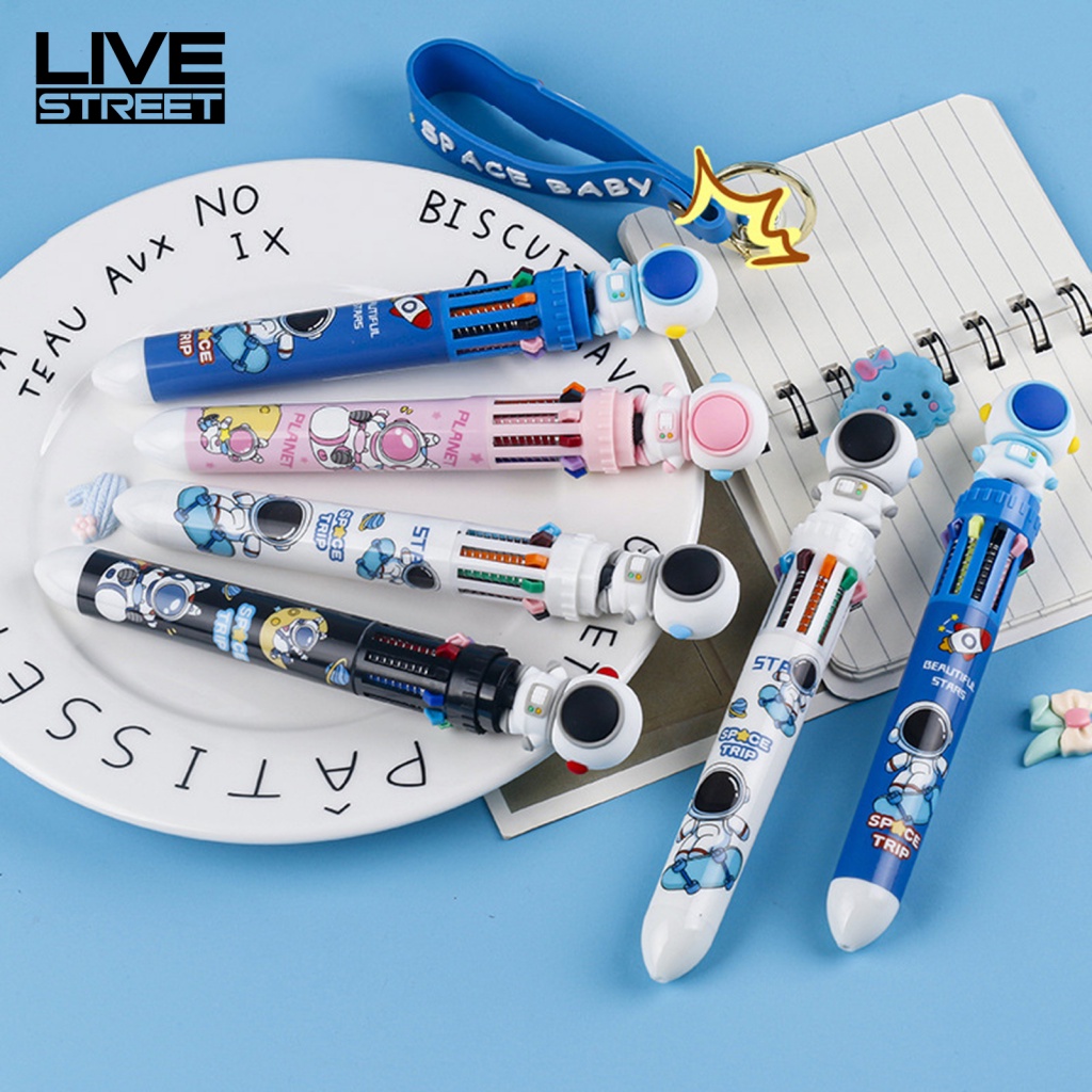 Bút Bi Lăn Mực Không Đổi Màu Hình Phi Hành Gia Hoạt Hình Có Thể Thu Gọn