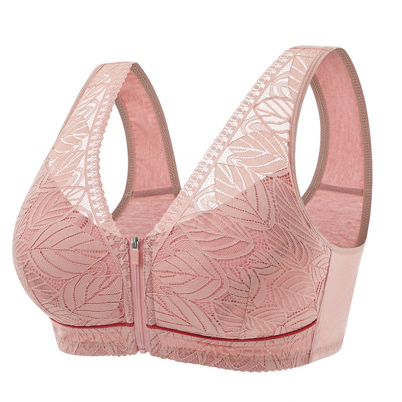 Áo Ngực cotton Mềm Khóa Kéo Trước size Lớn 36-52 Cho Phụ Nữ Trung Niên