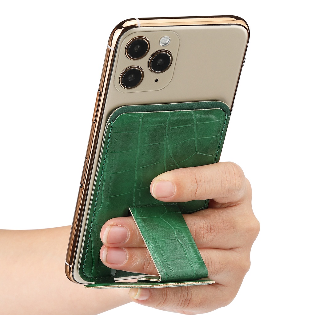 Giá Đỡ Điện Thoại Từ Tính Siêu Mạnh Họa Tiết Da Cá Sấu Có Ngăn Đựng Thẻ Cho iPhone 14 13 12 Pro Max Mini Plus