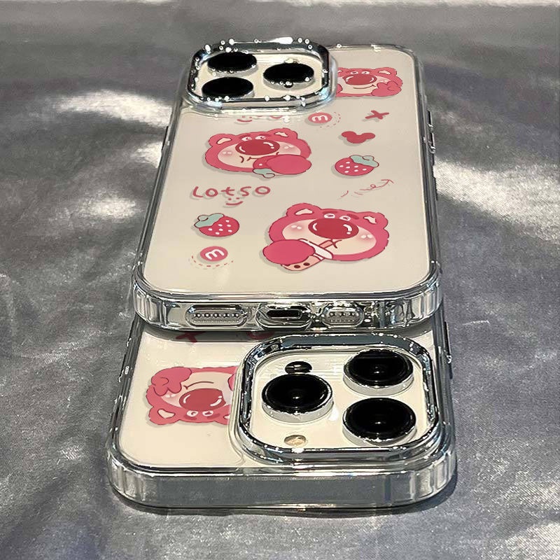 ✅Ốp Điện Thoại Mềm Chống Sốc Họa Tiết Gấu Và Dâu Tây Cho Iphone max7 14Pro11Iphone12In 13 plus8