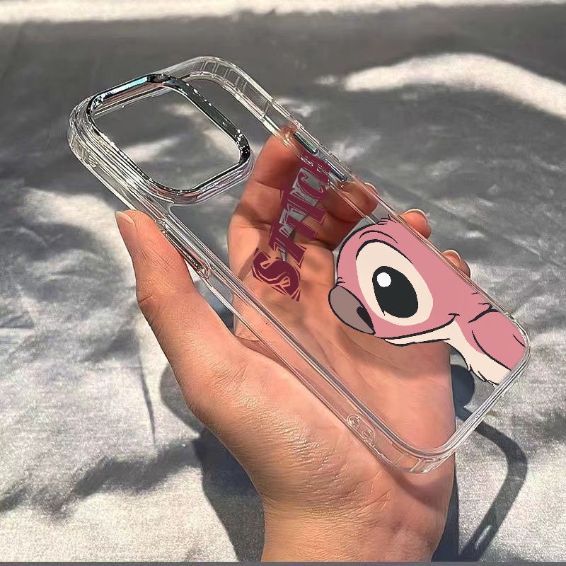 ✅Ốp Điện Thoại Dẻo Màu Hồng Họa Tiết Hoạt Hình Stitch Dễ Thương Chống Sốc Cho Iphone128ins plus 711 max1314pro AAO3