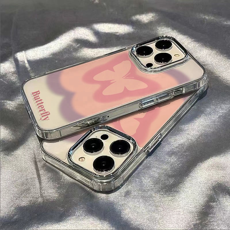 ✅Ốp Điện Thoại Mềm Chống Sốc In Hình Bướm Hồng Đơn Giản Cho Iphone 11 7 plus 8 Iphone1213 / max14pro