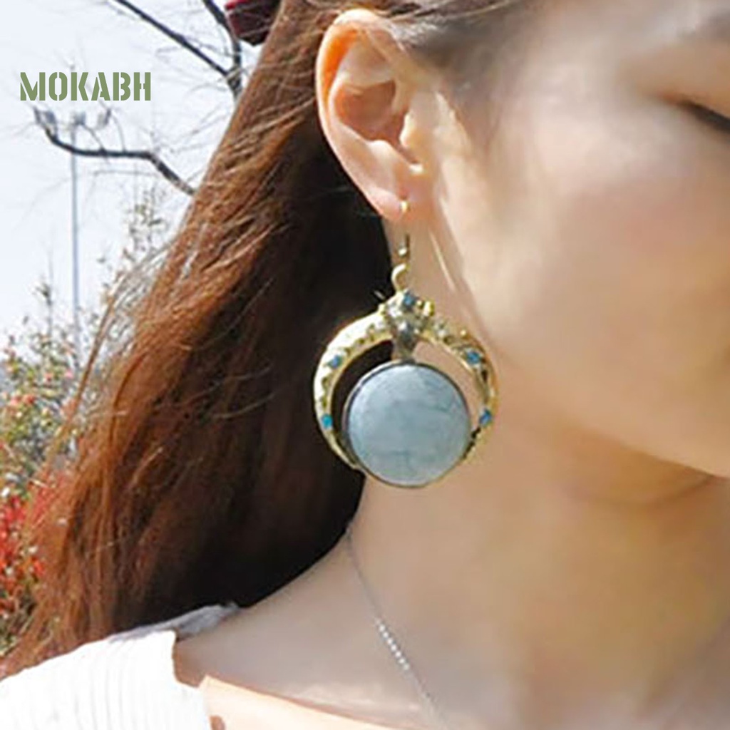 1 Cặp Bông Tai Tròn Đính Đá Phong Cách Bohemia Thời Trang