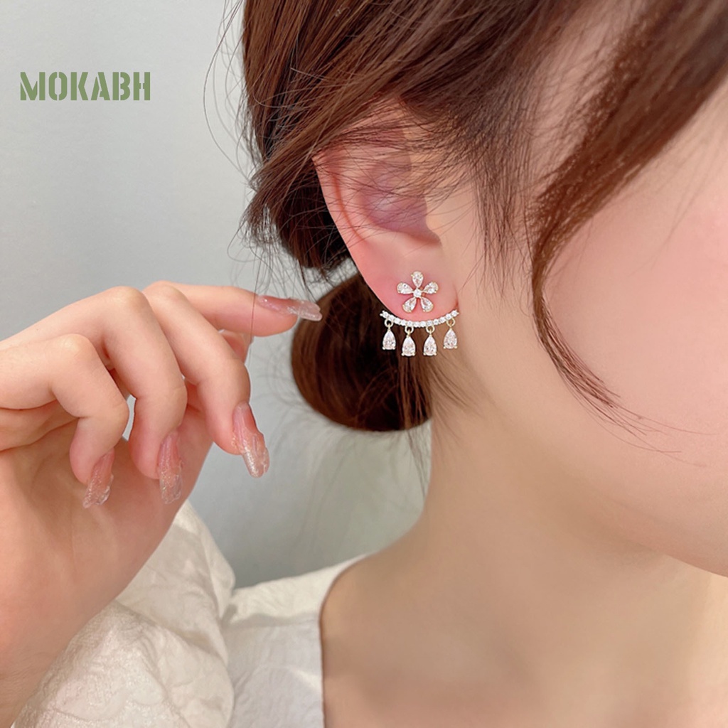 Khuyên Tai Dạng Hạt Tua Rua Hình Bông Hoa Đính Đá Lấp Lánh Theo Phong Cách Bohemia Dành Cho Nữ