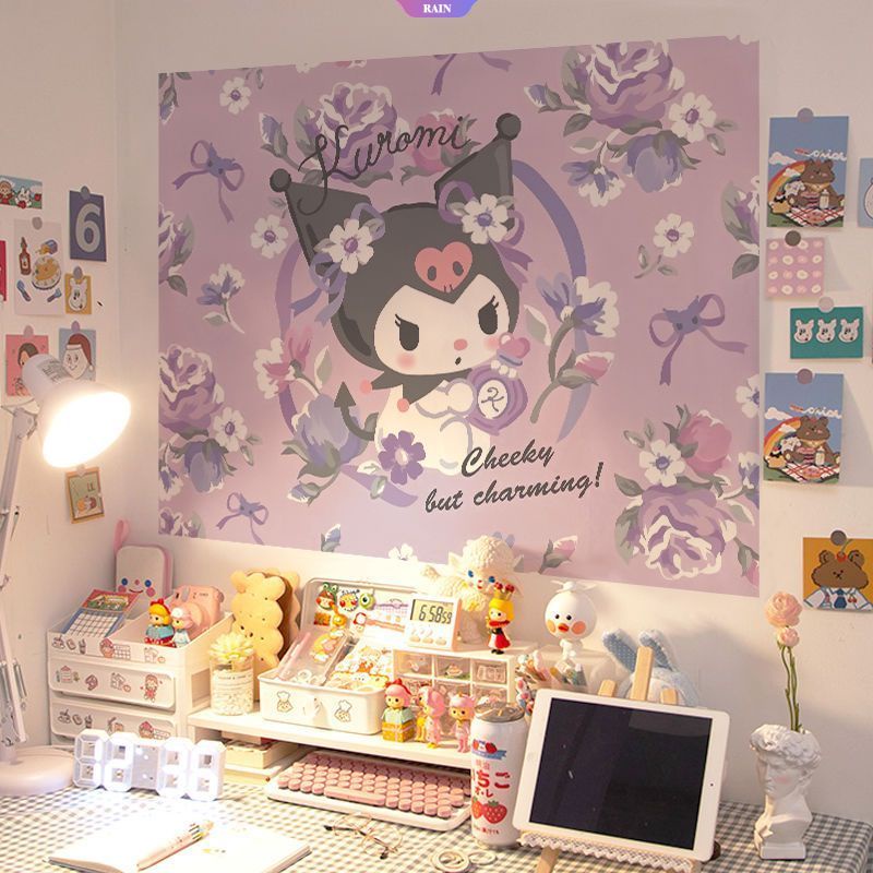 Giấy Dán Tường Tự Dính Họa Tiết Hoạt Hình Sanrio My Melody Kuromi Hello Kitty Cinnamoroll Pochacco Trang Trí Phòng Ngủ Cho Bé DIY