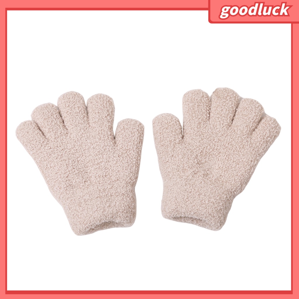 1 Đôi Găng Tay Trượt Tuyết Vải Lông Cừu Màu Trơn Giữ Ấm Mùa Đông Chống Trượt Cho Bé