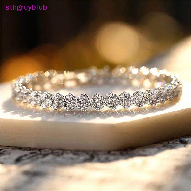 Vòng Tay Chuỗi Hạt Đá Zircon Màu Bạc / Vàng Phong Cách Hip Hop Thời Trang