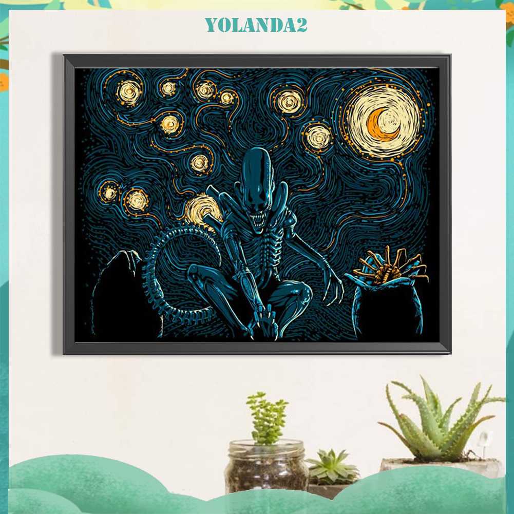 Tranh Đính Đá Kim Cương Toàn Bộ 5D DIY Hình Người Ngoài Hành Tinh