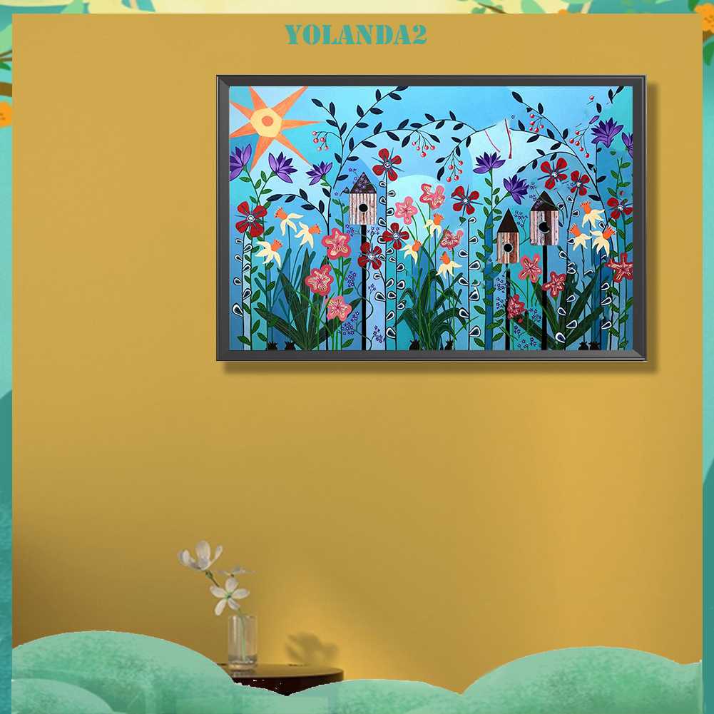 Tranh Đính Đá Kim Cương Toàn Bộ 5D DIY Hình Vẽ Hoa Trang Trí Nhà Cửa