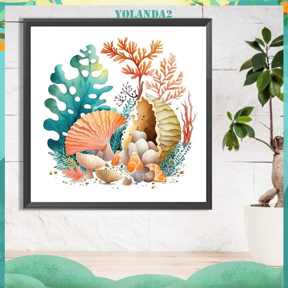 Bộ Tranh Đính Đá 5D Họa Tiết Vỏ Sò / San Hô Độc Đáo DIY Dùng Trang Trí