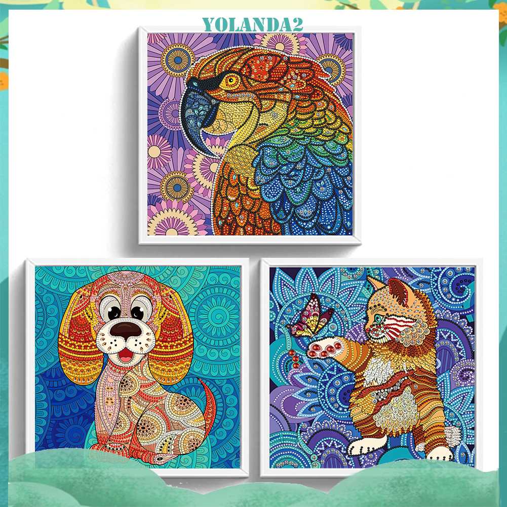 Bộ Tranh Đính Đá 5D Họa Tiết Động Vật Độc Đáo DIY Dùng Trang Trí Nhà Cửa