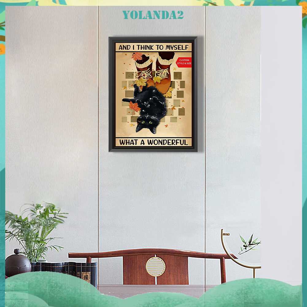 Tranh Đính Đá Kim Cương Toàn Bộ 5D DIY Hình Vẽ Mèo Trang Trí Nhà Cửa