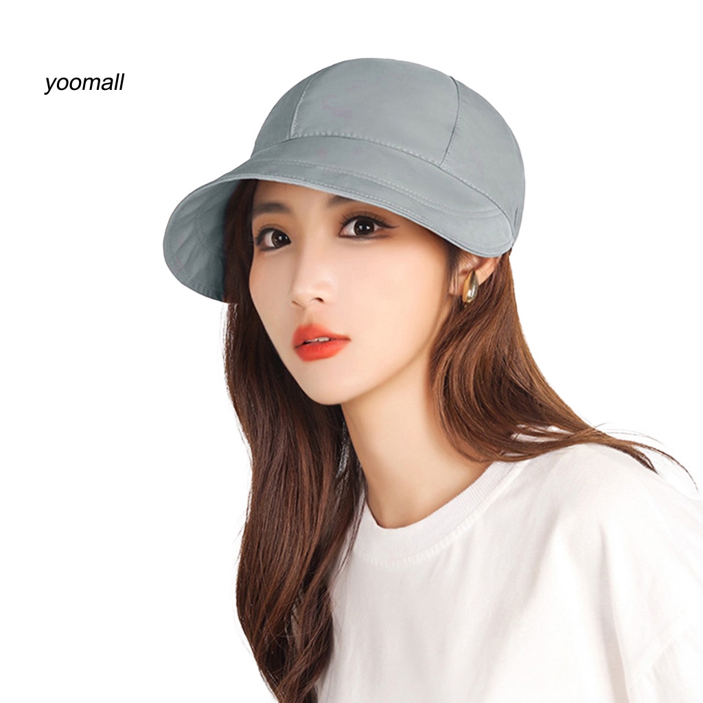 Mũ Rộng Vành Chống Nắng Thoáng Khí Có Dây Rút Màu Sắc Đơn Giản Cho Nữ