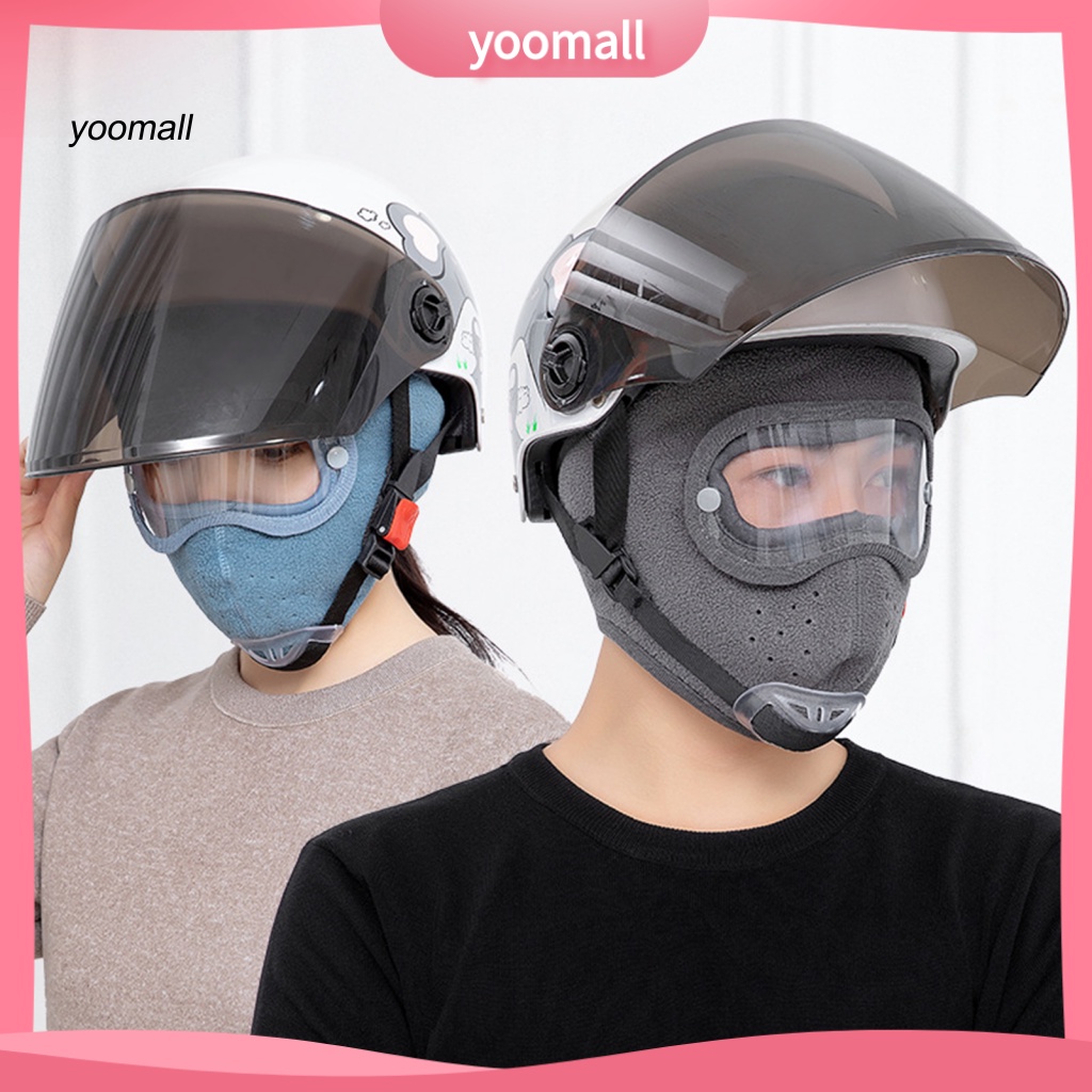 Mũ Đi Xe Đạp Màu Trơn Co Giãn Bảo Vệ Tai Có Thể Tháo Rời Kèm Kính Bảo Vệ Khuôn Mặt 20