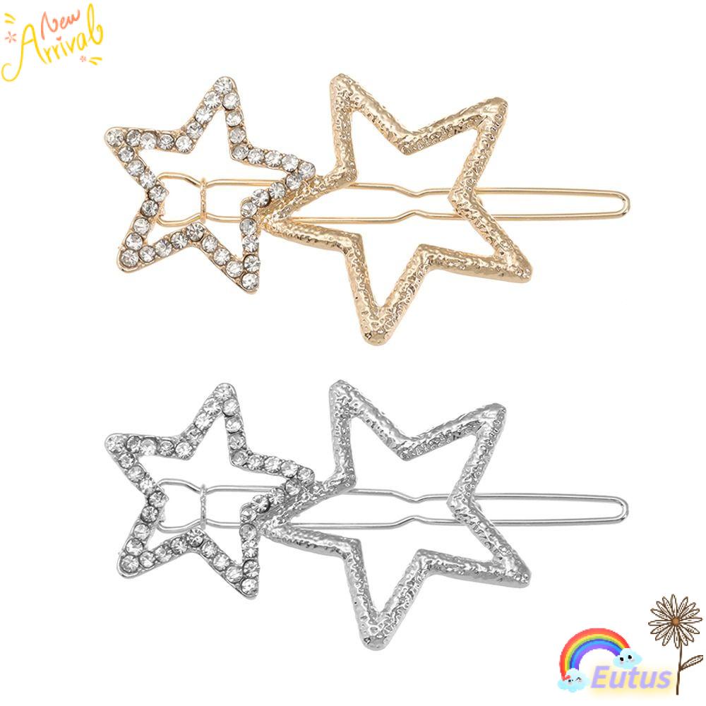Set 12 Kẹp Tóc Hình Ngôi Sao Năm Cánh Rỗng|Kẹp Tóc Đính Đá Lấp Lánh Thời Trang