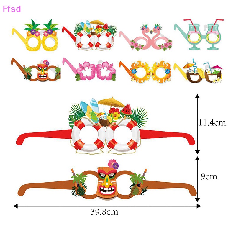 Bộ 8 Mắt Kính Bằng Giấy Dùng Trang Trí Tiệc Phong Cách Hawaii