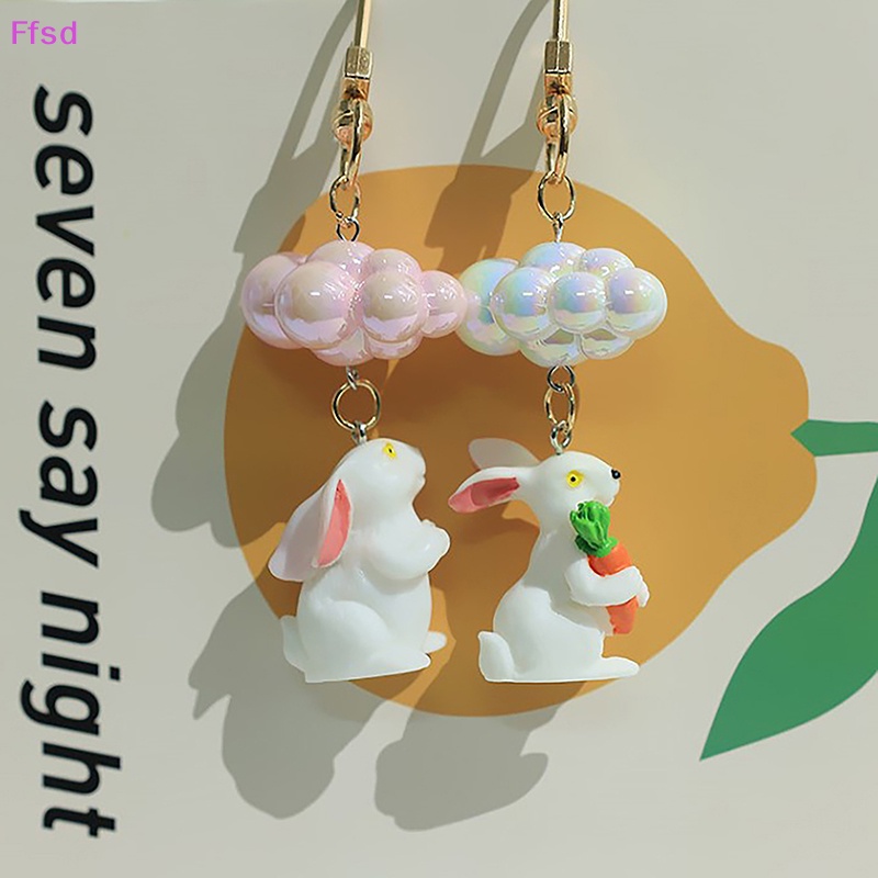 {Ffsd} Móc Khóa Resin Mặt Nhựa Resin Tráng Men Hình Thỏ Cà Rốt Dễ Thương Làm Quà Tặng Cho Cặp Đôi / Trẻ Em / Cặ