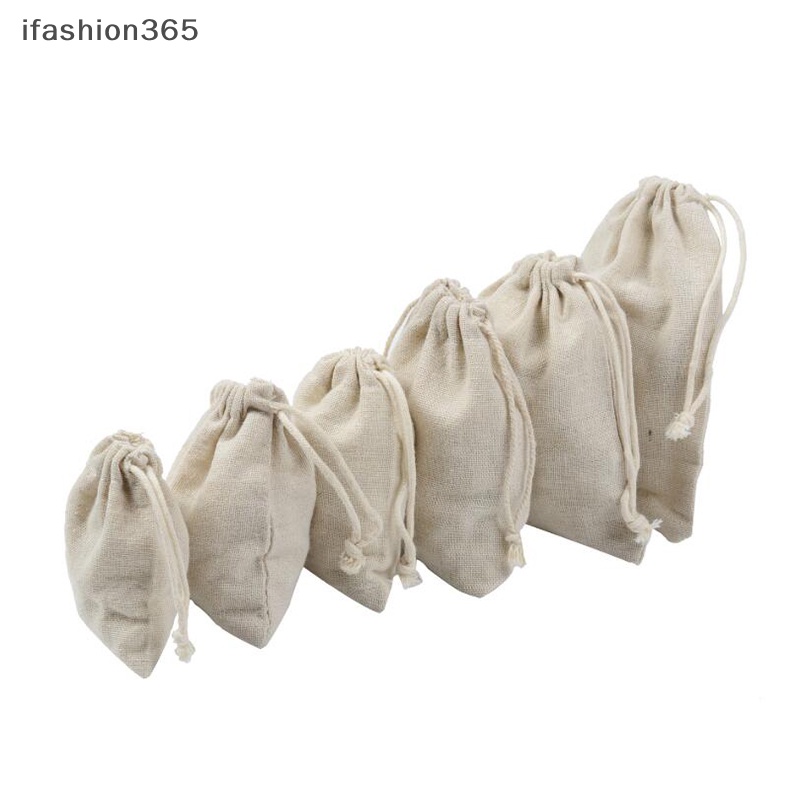 Set 10 Túi Dây Rút Đựng Trang Sức Bằng Vải Bố Trang Trí Tiệc Cưới