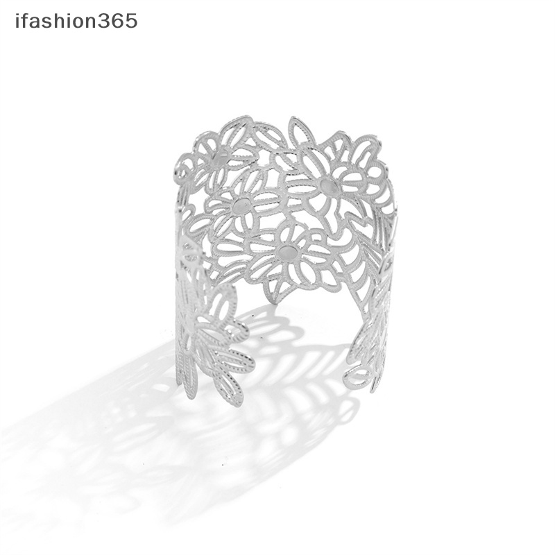 Vòng Đeo Tay Kim Loại Dạng Hở Hình Hoa Lá Thời Trang Cho Nữ ifashion365