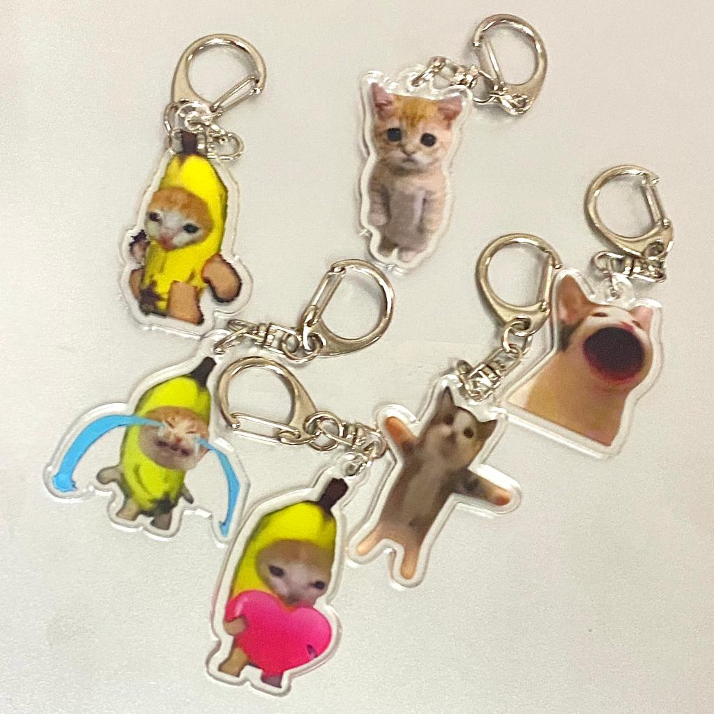 Móc Khóa Hình Mèo Đang Khóc Chuối Dễ Thương