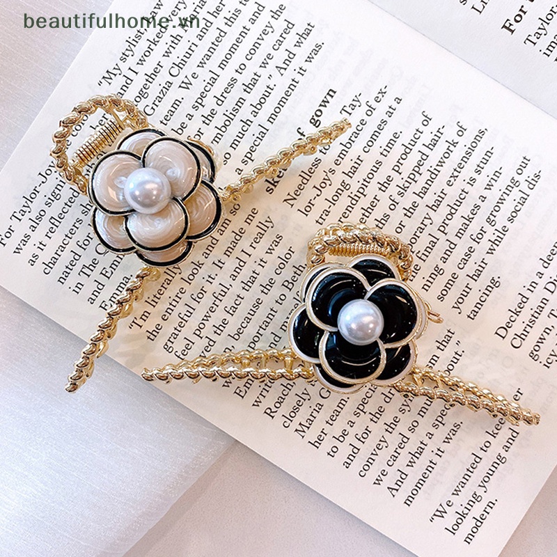 [beautifulhome] Kẹp Móng Vuốt Hoa Trà Đính Ngọc Trai Thời Thượng Quà Tặng Cho Nữ [beauty]