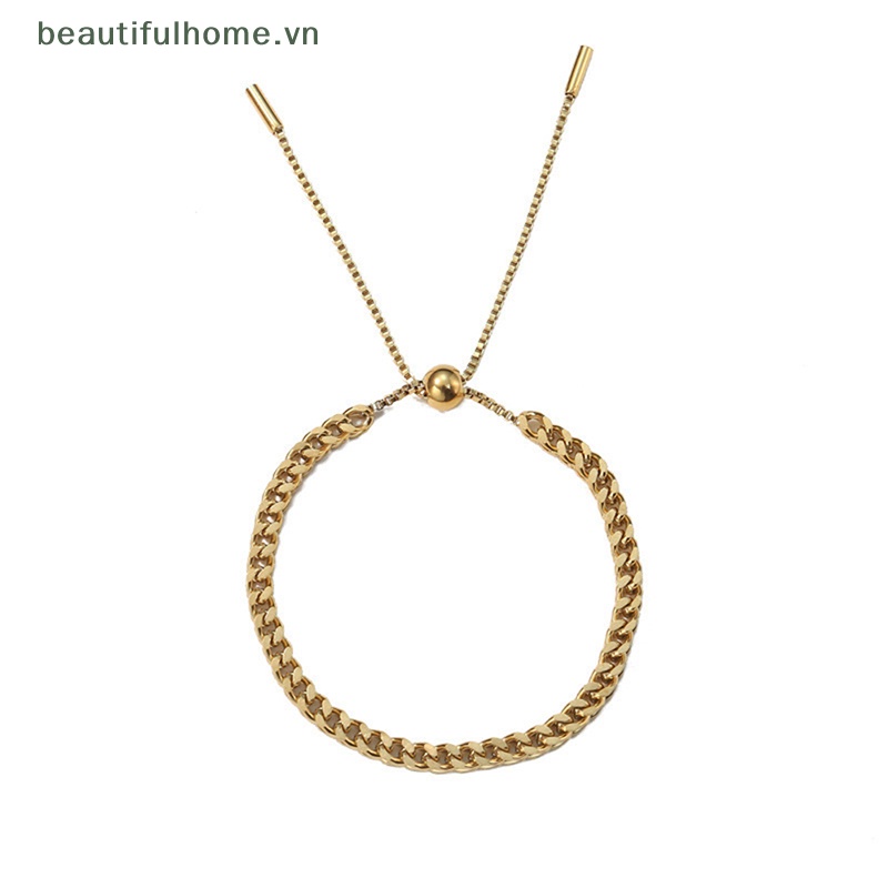 [beautifulhome] Vòng Tay Dây Xích Bằng Thép Titan Mạ Vàng Thời Trang Hip Hop Có Thể Điều Chỉnh Làm Đẹp [beauty]
