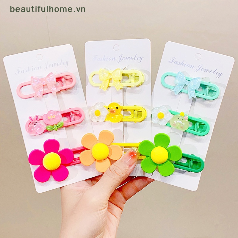 Set 3 Kẹp Tóc Mái Hoa Nhỏ Dễ Thương Cho Bé Gái