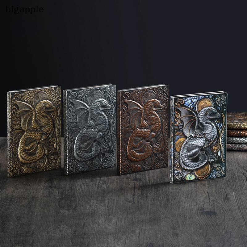 Sổ Tay 3D A5 Bìa Da Pu Dập Nổi Họa Tiết Rồng Ba Chiều Phong Cách Retro Châu Âu