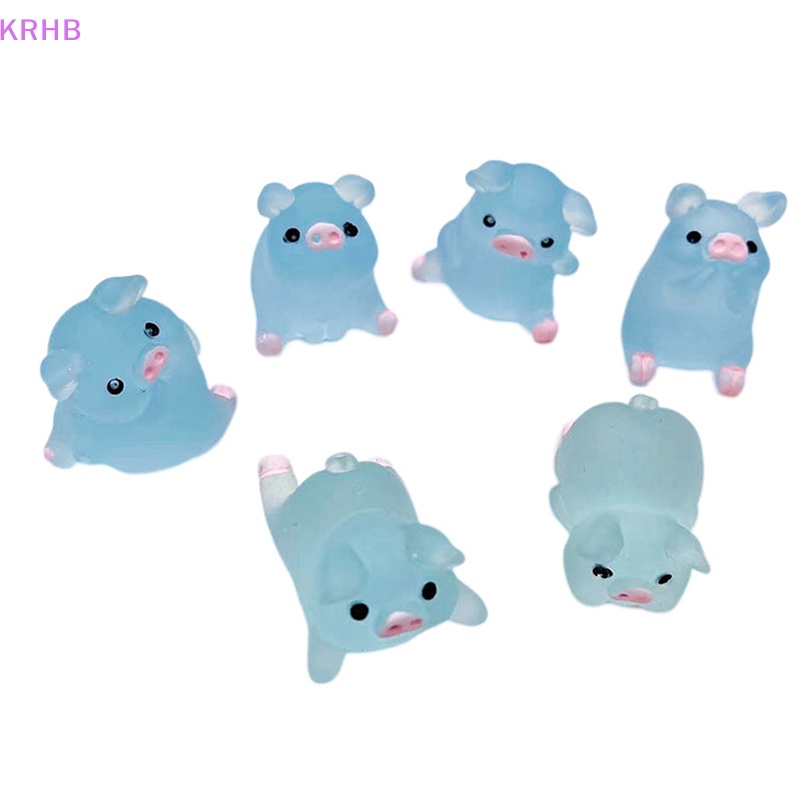 Set 1 / 5 Mô Hình Chú Heo Dạ Quang Mini Bằng Nhựa Resin Trang Trí Bảng Điều Khiển Xe Hơi / Nhà Cửa DIY Mới