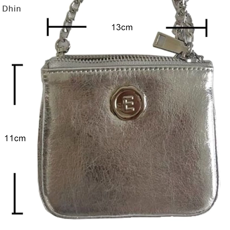 Túi Đeo Chéo Mini Bằng Da PU Màu Đen / Bạc Có Khóa Kéo Thời Trang Cho Nữ