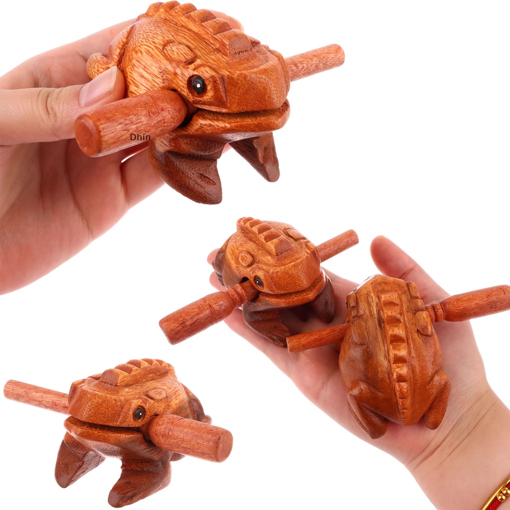 Set 4 Nhạc Cụ Điêu Khắc Hình Chú Ếch Mini Bằng Gỗ