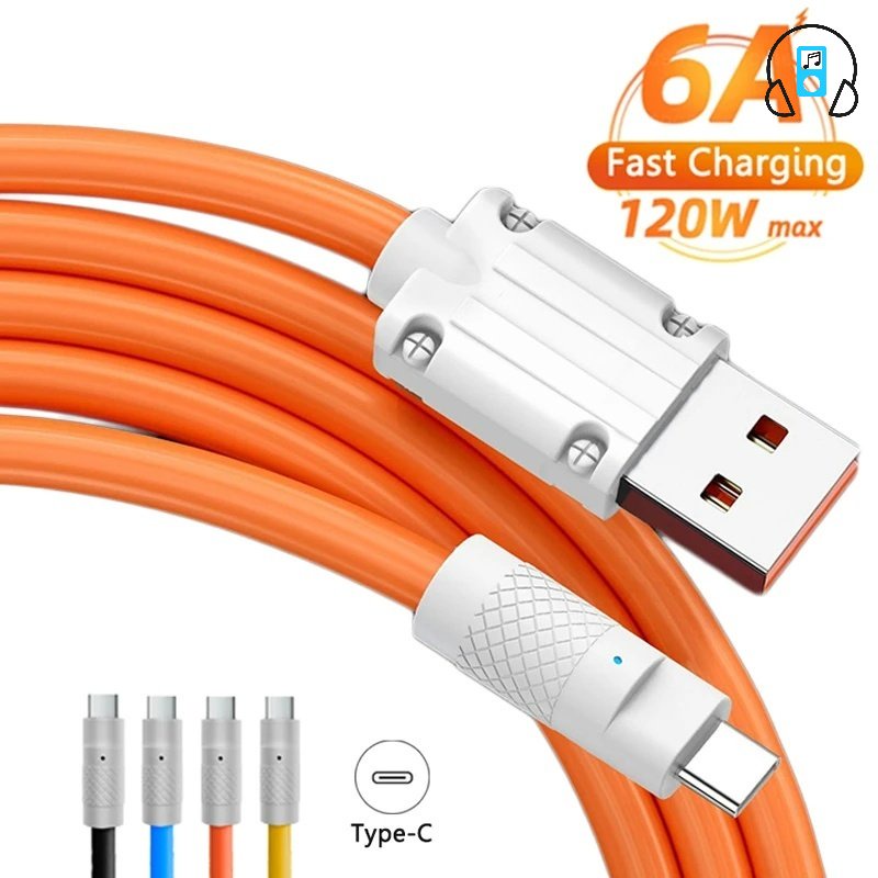 Cáp Sạc Nhanh USB Type-C 120W 6A Có Đèn Báo Hiệu Bằng Hợp Kim Dài 1 / 1.5 / 2m Cho Điện Thoại