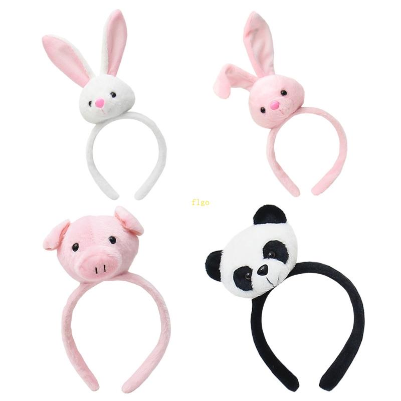 Flgo Băng Đô Cài Tóc Bản Rộng In Họa Tiết Hoạt Hình Thỏ / Gấu Trúc / Heo