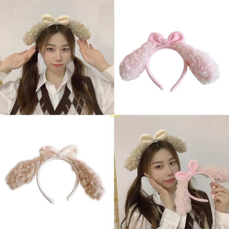 Băng Đô Cài Tóc Rửa Mặt / Trang Điểm / Trang Điểm Vải Bông Mềm Đính Nơ Hoạt Hình Đáng Yêu Không Trượt