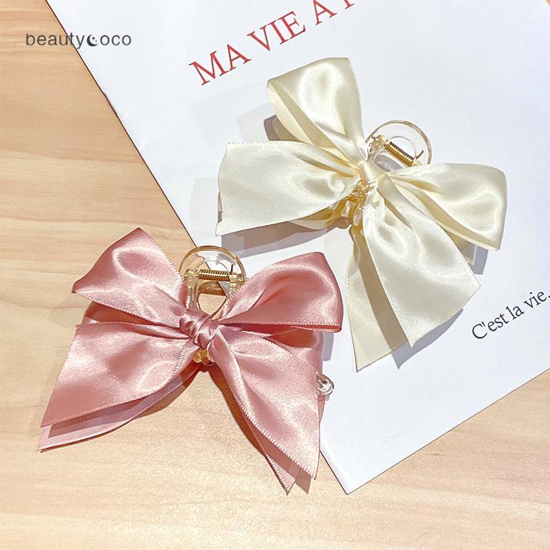 Beautycoco🍊Kẹp tóc càng cua đính nơ kẹp tóc nơ ruy băng phong cách Hàn Quốc đơn giản thời trang dành cho nữ