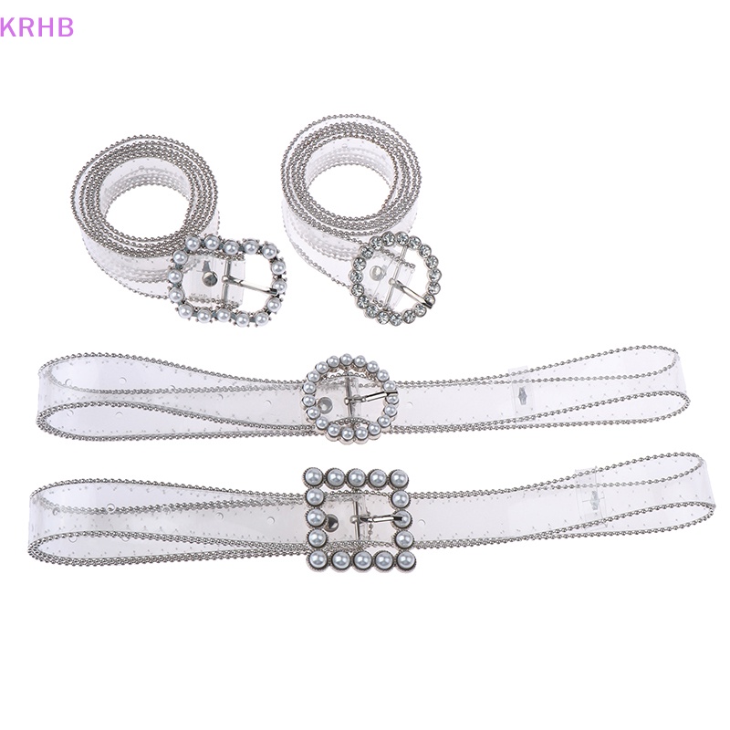 Thắt Lưng Khóa Vuông / Tròn / Trái Tim Trong Suốt Đính Đá Thời Trang Mới