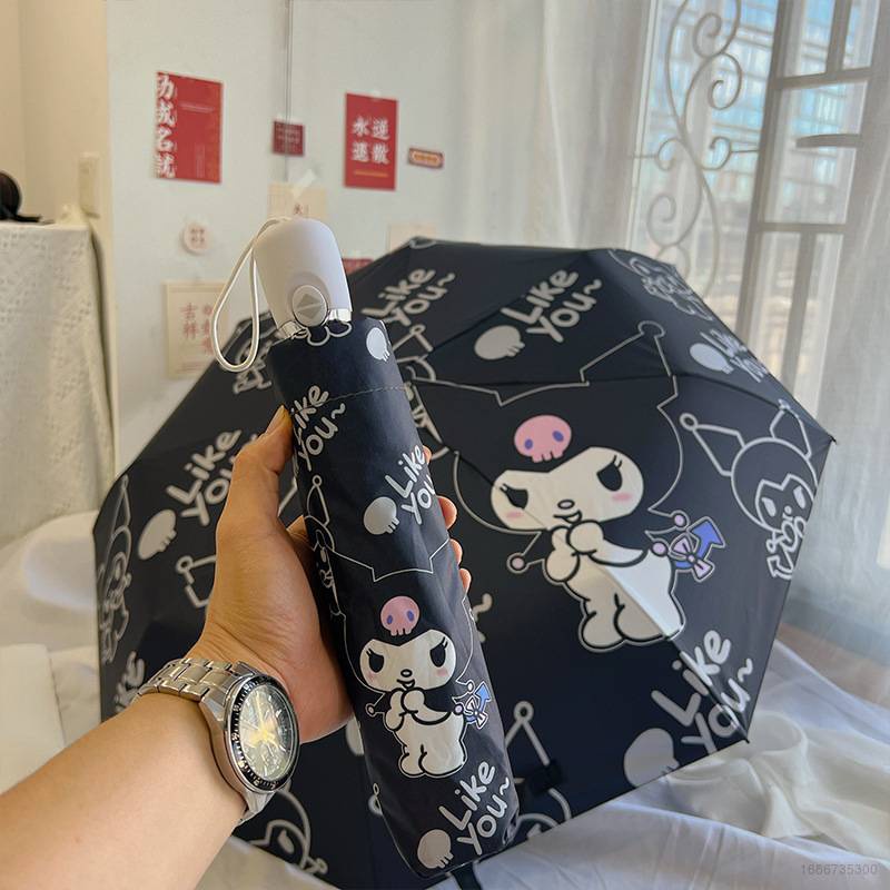 SANRIO Dù Gấp Tự Động 3 Khúc Họa Tiết Hoạt Hình Chống Tia UV